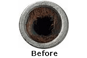 Roots in a pipe before jetrod